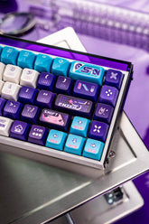 Purple Cool Gaming Theme PBT ISO Keycap Set for Mechanical Keyboard, MDA Profile, Dye-Sub Legends, Mx(+)Switches, 140pcs
